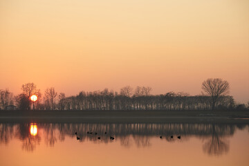 Fototapeta premium Sunset over the lake