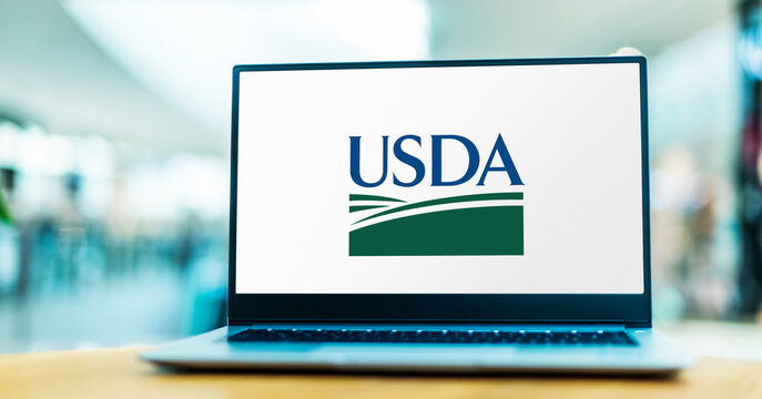 Laptop computer displaying logo of USDA