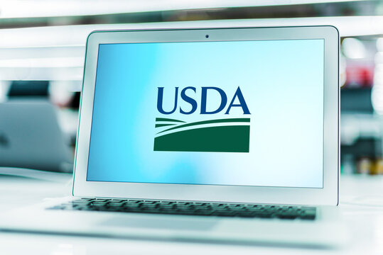 Laptop computer displaying logo of USDA