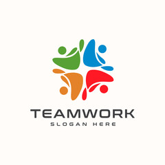 Teamwork Abstract Logo Template. Vector Illustration