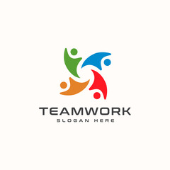 Teamwork Abstract Logo Template. Vector Illustration