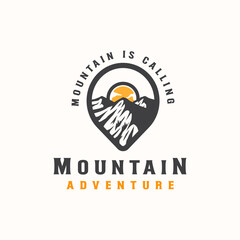 Mountain Adventure and Outdoor Vintage Logo Template. Badge or Emblem Style. Vector Illustration