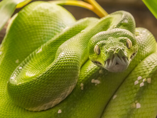 Green tree python (Morelia viridis)