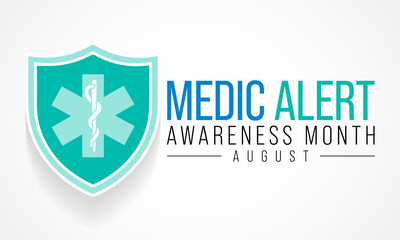 Obraz premium Medic Alert awareness month is observed every year in August, dedicated toward educating the public on the needs and uses of Medic Alert ID's. Vector illustration.