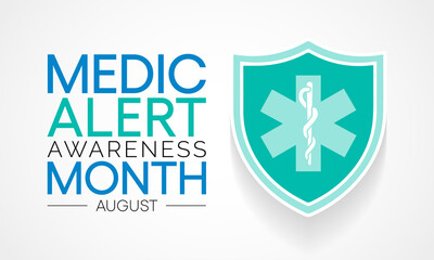 Obraz premium Medic Alert awareness month is observed every year in August, dedicated toward educating the public on the needs and uses of Medic Alert ID's. Vector illustration.