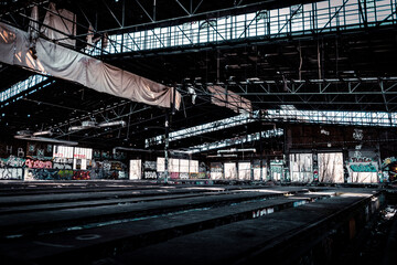Fototapeta premium abandoned factory building with street art