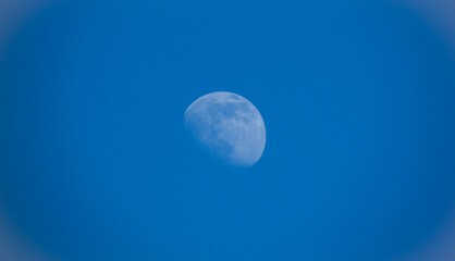 Obraz na płótnie Canvas moon centered close-up against blue sky