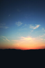 Mountains with sunset 2 / Japan, Kyoto landscape / 山と夕焼空のグラデーション2 / 日本・京都の風景