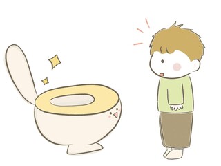 トイレとお話するかわいい男の子