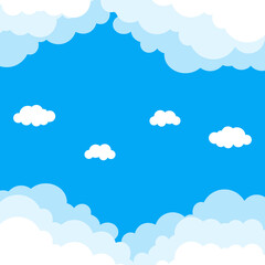 Cloudy blue sky background vector illustration in flat style. Suitable for web banners, social media, postcard, and many more.