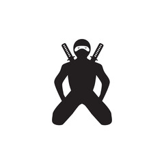 Black ninja icon logo design template