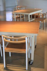 tables and chairs in cafe