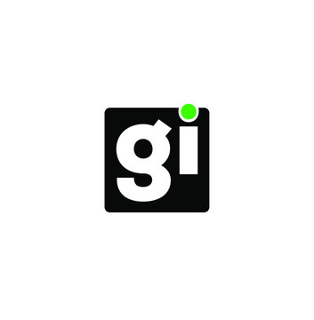 "gi" company initial letters monogram with green dot. GI company logo.