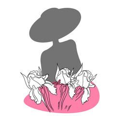 lady in a hat black silhouette, lady,woman, girl, romance, romance, love, love, in love, lady with a glass,lady with a purse,lady with a gift, lady with a flower, lady with a paint brush,lady with a b