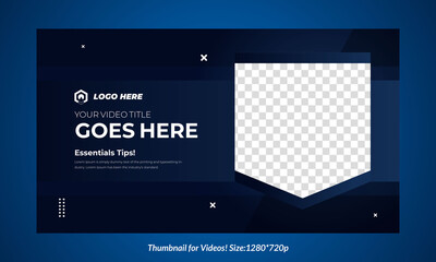 Editable dark gradient thumbnail design for videos customizable video thumbnail design concept template 