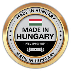 Made in Hungary. Vector Golden Badge.