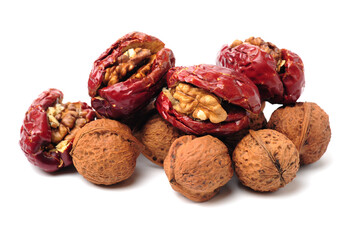 Jujube walnut on white background