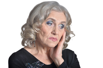  sad senior woman posing