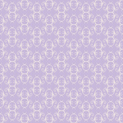 Trendy background pattern with decorative ornament on purple background, wallpaper. Seamless pattern, texture. Vector image