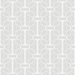 Light background pattern with simple decorative ornamentation on gray background, wallpaper. Seamless pattern, texture. Vector illustration for design.