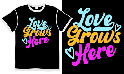 love grows here, positive quote, grow gift, handwritten graphic design