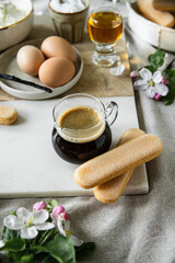 Ingredients for homemade classic tiramisu .