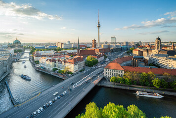 Aerial view of the Berlin skyline with television tower