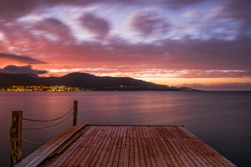 Dreamy Sunset at Torba, Bodrum region, Turkey. Long exposure picture, october 2020