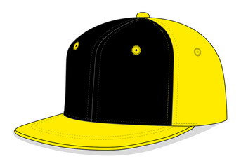 Two Tone Hip Hop Cap Black-Yellow Design Vector On White Background.