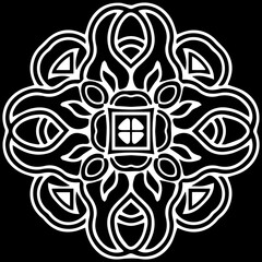 Ethnic pattern with exclusive national flavor. Geometric isolated black white element for ornament. Template for creativity, coloring, tattoo. 