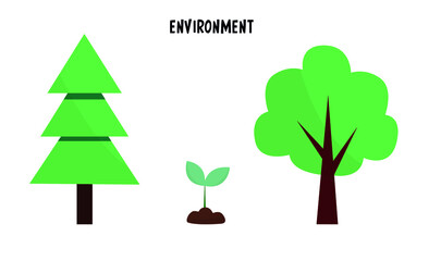 Fototapeta premium Vector illustration of the environment. Tree, spruce, sprout. Can be used to create designs, postcards, banners.