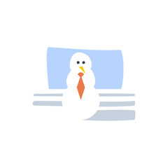 Vector snowman with tie in flat style