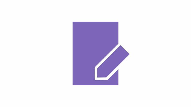 Simple minimalistic animated edit document file. Paper with pencil icon. Create UI interface icon conceptual 2d video clip. Shape animation