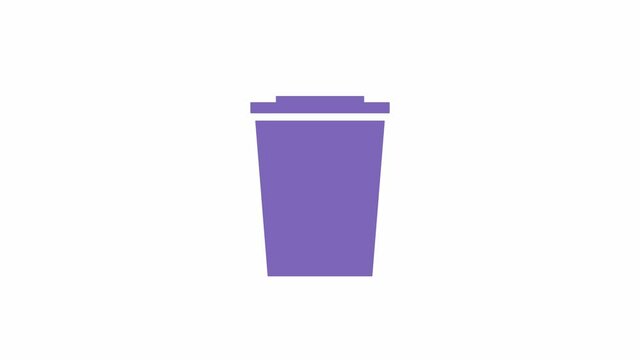 Simple animated trash bin with lifting cap. Delete and recycling conceptual 2d video clip. Shape animation.