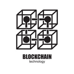 Blockchain technology icon isolated on white background vector illustration.
