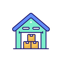 Warehouse vector icon style illustration. EPS 10 File