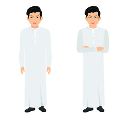 set of Vector illustration of man in Arabic clothes under the white background. Cartoon realistic people illustration. Flat . vector illustration