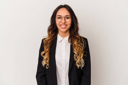 Young Mexican Business Woman Isolated On White Background Happy, Smiling And Cheerful.