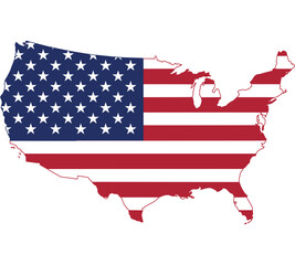 Map Flag of United States of America isolated on white background. Vector illustration eps 10