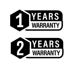 1 year warranty, 2 year warranty icon set