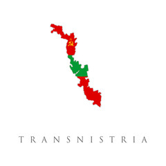 Map with flag of Transnistria isolated on white. National flag for country of Transnistria isolated, banner for your web site design logo, app, UI. check in. map Vector illustration, EPS10.