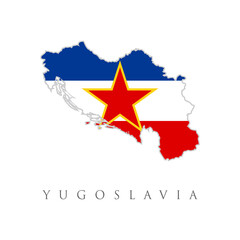 Obraz na płótnie Canvas Map of the Yugoslavia in the colors of the flag vector. Vector Illustration of the Flag within Map of broken Socialist Federal Republic of Yugoslavia.border separated map of Yugoslavia.