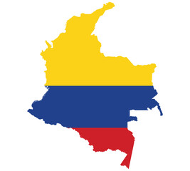 Map Flag of Colombia isolated on white background. Vector illustration eps 10