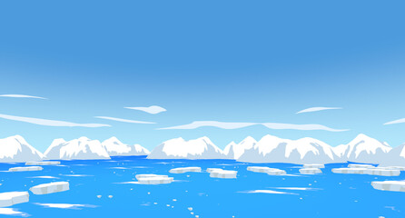 Ice lands, ice mountains and ocean in the Arctic and Antarctica. © Tak