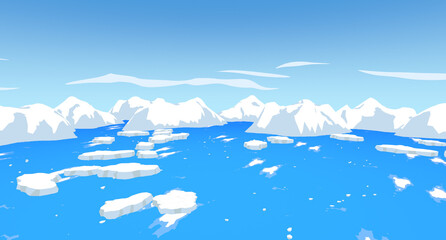 Ice lands, ice mountains and ocean in the Arctic and Antarctica. - obrazy, fototapety, plakaty