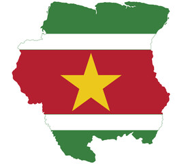 Map Flag of Suriname isolated on white background. Vector illustration eps 10