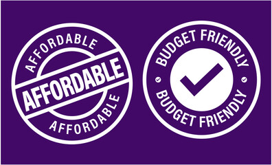 'budget friendly' vector icon with 'affordable ' vector stamp. promotional vector icon set