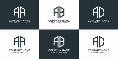 set of creative letter aa logo design template