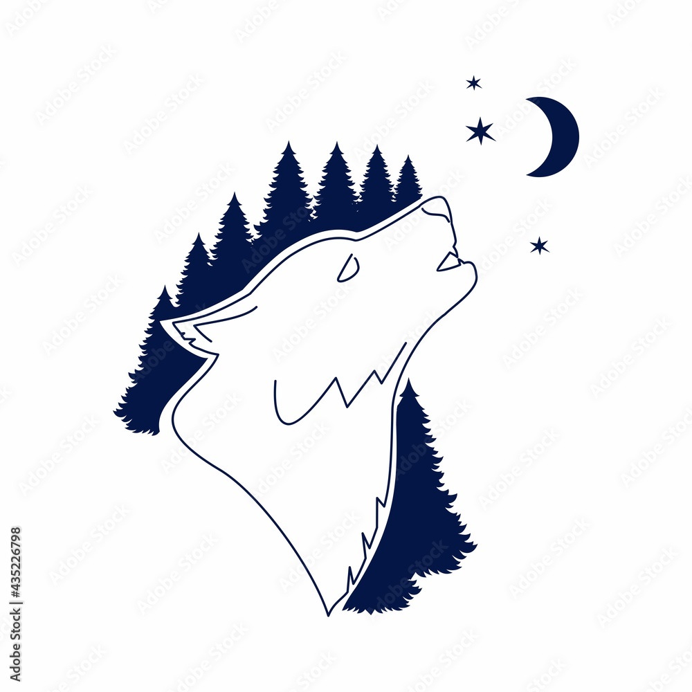 Wall mural wolf silhouette