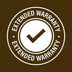extended warranty vector icon with tick mark isolated on green background